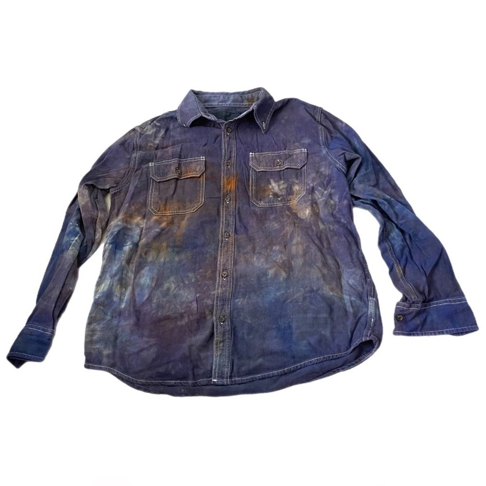 Men’s tie dye no brand long sleeve button down shirt size medium